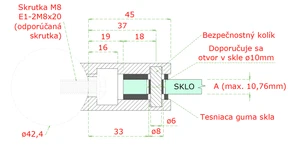 DOPRODEJ! Svorka skla / plechu na trubku ø 42,4 mm (45x45x27 mm) se spodní podložkou, broušená nerez K320 /AISI304, balení neobsahuje gumičky na sklo - slide 1