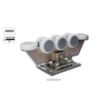 Vozík regulovateľný pre C-profil 80x80x5mm, polyamidové kolieska 8ks, žltý zinok, pre bránu do 400kg otvor do 5,5 m - slide 1