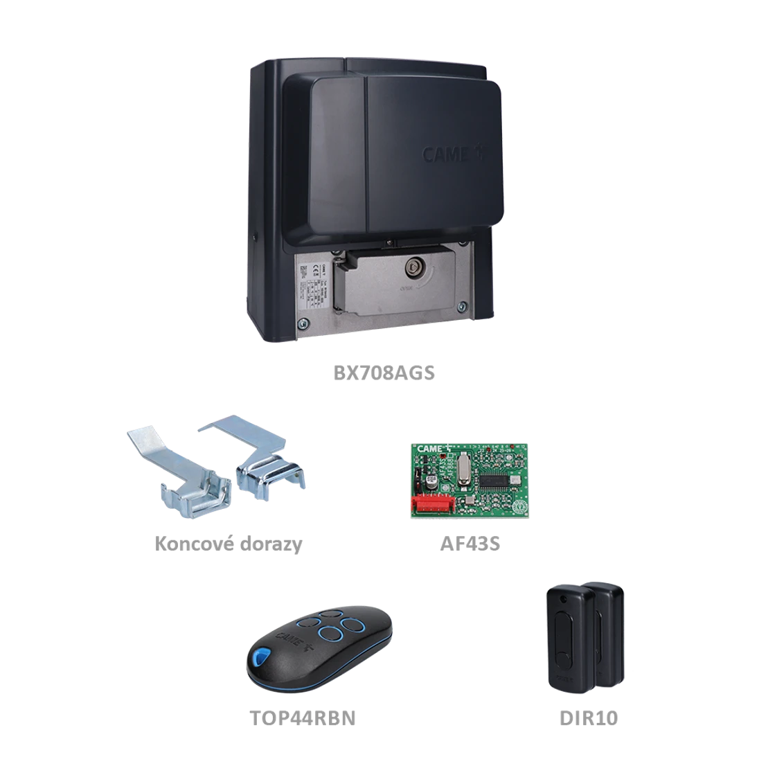 CAME BX708 STRONG ATOMO sada pre posuvnú bránu do 800kg, 1x BX708AGS (230V, 520W, 800N), 1x ZBX7N, 1x AF43S, 1x TOP44RBN, 1 pár DIR10