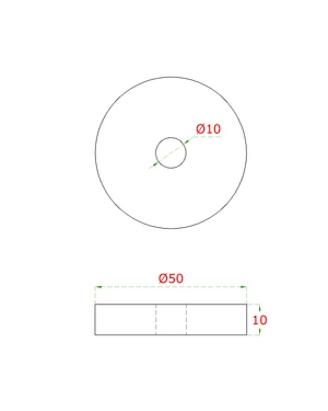 Prechod na vymedzenie vzdialenosti, ø 50mm /ø 10mm /L: 10mm, brúsená nerez K320 /AISI304, bal: 1ks - slide 1