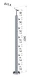 nerezový stĺp, vrchné kotvenie, 6 radový, priechodný, vrch pevný (ø 42.4x2mm), brúsená nerez K320 /AISI304