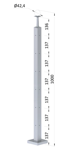 Nerezový sloup, vrchní kotvení, 6řadový rohový 90° M6 - slide 0