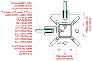 Nerezový sloup, vrchní kotvení, výplň: sklo, rohový - slide 4