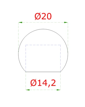 Koule koncová ø 20 mm na trubku ø 14 mm (otvor ø 14,2 mm), leštěná nerez / AISI304 - slide 1