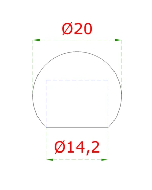 Guľa koncová ø 20mm na trubku ø 14mm (otvor ø 14.2mm), leštená nerez /AISI304 - slide 1