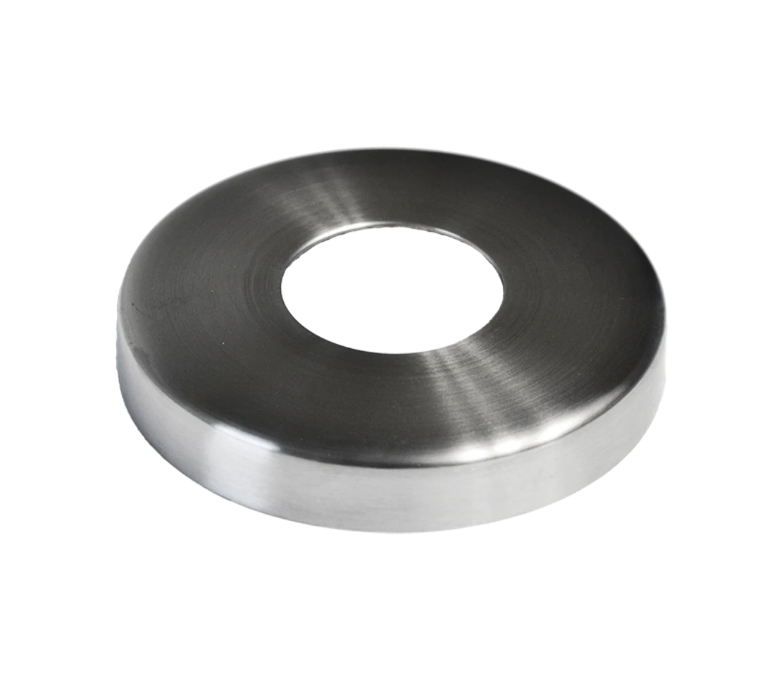 Kryt příruby (ø 85 mm) na trubku ø 33,7 mm (otvor ø 34 mm), broušená nerez K320 / AISI304