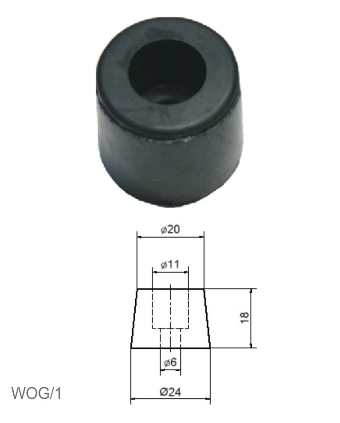 Doraz gumový průměr 24 mm, H-18 mm