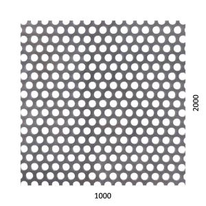 děrovaný plech kruhový přesazený Fe, otvor: ø 6.0 mm, rozteč: 9.0 mm, (1000x2000x1,5 mm) - slide 0