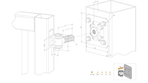 LOCINOX® G90WP záves M20 s platňou 100 x 100 mm, otvárateľný 90°, nastaviteľný 1D, čiastočne pozinkovaný - slide 1