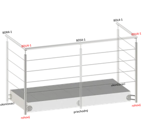 Nerezový sloup, boční kotvení rohové, 4děrový, rohový: 90° - slide 1
