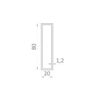 Jokel 80x20x1.2mm, L-6000mm, hliník bez povrchovej úpravy - slide 1