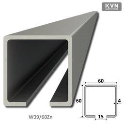 C profil 60x60x4 mm, pozinkovaný pro samonosný systém, v délkách 1, 2, 3, 4, 5, 6 m, cena za KUS