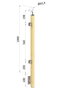 drevený stĺp, bočné kotvenie, výplň: sklo, koncový, ľavý, vrch nastaviteľný (40x40mm), materiál: buk, brúsený povrch s náterom BORI (bezfarebný)