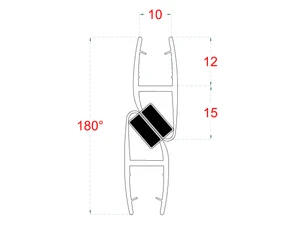 Plastové tesnenia magnetické, na sklo 10mm, medzi dvoje sklenené dvere, 180°, 2200mm, 2ks - slide 2