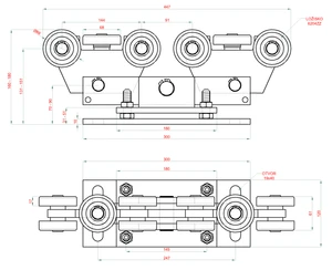 samonosný systém 80x80x5mm posuvnej brány do 400kg/7m otvor (W39/80Fe 6m čierný profil, 2x W3910F.80, 1x W36/80, 1x W37M, 1x w32/80) - slide 6