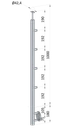 Nerezový sloup, boční kotvení, 4 řadový průchodný, vnitřní, vrch pevný (ø 42,4x2 mm), broušená nerez K320 / AISI304