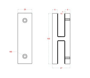 Úchyt skel, pro sklo 12mm, broušená nerez AISI304 - slide 3