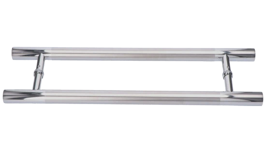 nerezové madlo na dvere (600mm / ø 25mm), na sklo 8-12mm, leštená / brúsená nerez K320 /AISI304