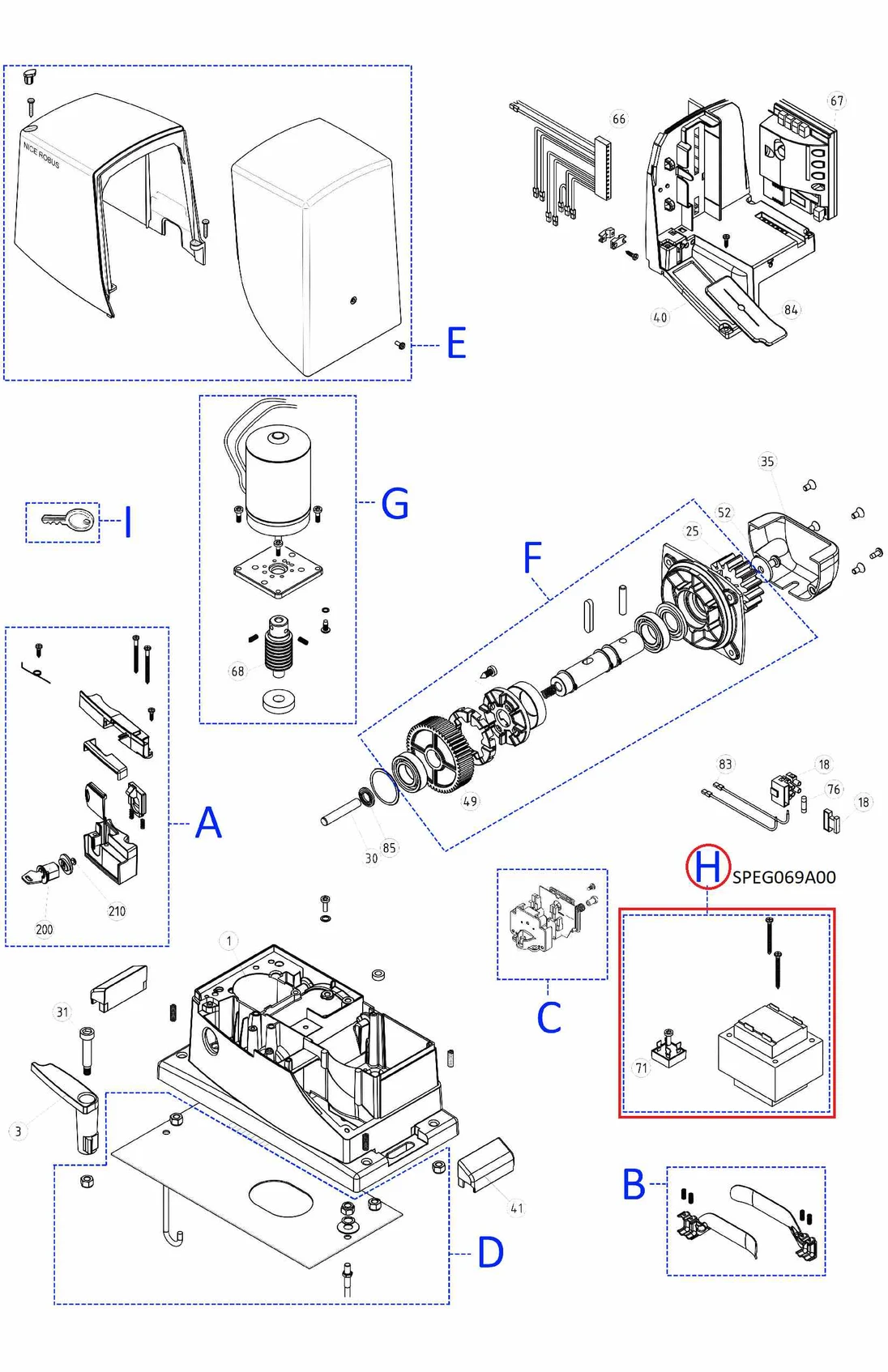 SPEG069A00 kit - zostava transformátora pre RB600