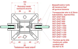 Nerezový sloup, vrchní kotvení, výplň: sklo, průchozí - slide 4