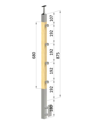Drevený stĺp, bočné kotvenie, 4-radový, priechodný, vnútorný - slide 0