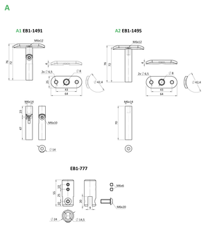 Kombinovaný Fe vypalovaný sloup, vrchní kotvení, 8-děrový - slide 3