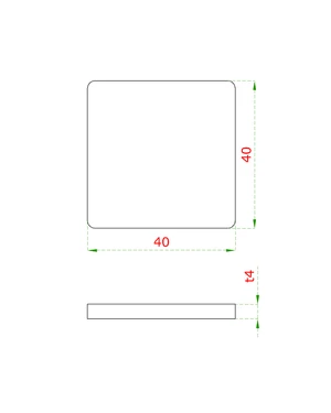 Ukončení-krytka čtvercová (40x40x4,0 mm), broušená nerez K320 / AISI304 - slide 1