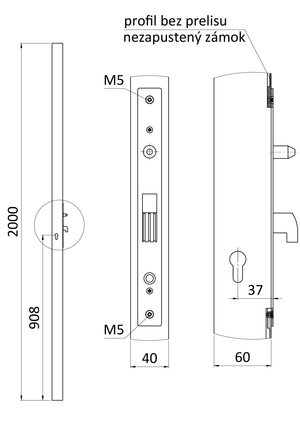 Profil 60x40x1,5 mm, H=2000 mm se zámkem bez zapuštění - slide 2