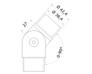 spojka nastaviteľná s kĺbom na trubku ø 42.4mm, leštená nerez /AISI304 - slide 1