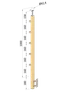 dřevěný sloup, boční kotvení, 5 řadový, průchozí, vnější, vrch pevný (40x40mm), materiál: buk, broušený povrch bez nátěru