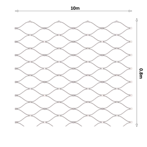 Nerezová lanková sieť, 0,8m x 10m (šxd), oko 60x104 mm, hrúbka lanka 3mm, AISI316 (V nerozloženom stave má sieť 11,92m) - slide 0