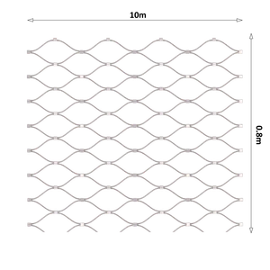 Nerezová lanková sieť, 0,8m x 10m (šxd), oko 60x104 mm, hrúbka lanka 3mm, AISI316 (V nerozloženom stave má sieť 11,92m) - slide 0