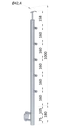 nerezový stĺp, bočné kotvenie, 5 radový priechodný, vonkajší, vrch pevný, (ø 42.4x2mm), brúsená nerez K320 /AISI304