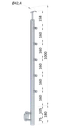 Nerezový sloup, boční kotvení, 5 řadový průchodný, venkovní, vrch pevný (ø 42,4x2 mm), broušená nerez K320 / AISI304