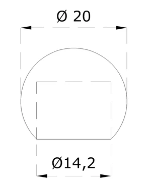 Guľa koncová ø 20mm na trubku ø 14mm, otvor ø 14.2mm, brúsená nerez K320 /AISI304 - slide 1