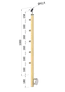drevený stĺp, bočné kotvenie, 5 radový, priechodný, vonkajší, vrch nastaviteľný (ø 42mm), materiál: buk, brúsený povrch bez náteru