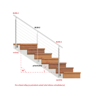 Nerezový stĺp, bočné kotvenie, 8-dierový, lanko, koncový - slide 1