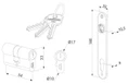 LOCINOX® sada FORTYSET na zamykanie krídlovej bránky (štítok, doraz, cylindrická vložka, kľučka), pre profil 40x40 mm - slide 3