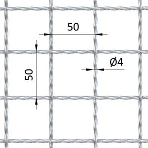 Rebierkové pletené sito - rovné, oko: 50x50mm, priemer pletiva 4mm, rozmer 1000x2000mm, materiál: Nerez /AISI 304 - slide 2