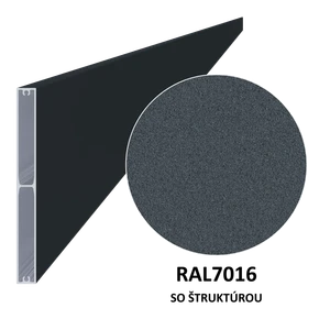 Profil 160x16mm, L-6000mm, práškový lak, štruktúra RAL7016 - slide 0