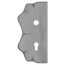 Štít 250x125x3mm s otvormi, otvor pre kľučku ø 19,5mm, zdobený, ľavý, pre zámok ZM90/80