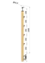 drevený stĺp, bočné kotvenie, 4 radový, priechodný, vnútorný, vrch pevný (40x40mm), materiál: buk, brúsený povrch s náterom BORI (bezfarebný)