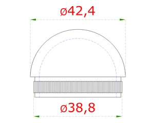 ukončenie - zátka na trubku ø 42.4mm (dutý materiál), leštená nerez /AISI304 - slide 1