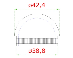 Ukončenie - zátka na trubku ø 42.4mm (dutý materiál), leštená nerez /AISI304 - slide 1