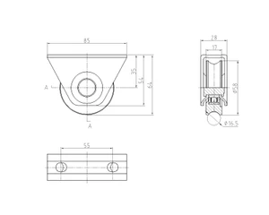 Vodiace koliesko ø 60mm s oporou, pre profil C902/16, nosnosť 100kg - slide 1