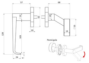 klika (pravá) + koule oválná (pevná), vyhnutá včetně dolní rozety, balení: 1ks klika (pravá), 1ks koule oválná, 2ks dolní oválná rozeta, broušená nerez AISI304 - slide 2
