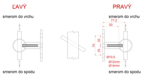 Nerezový sloup, boční kotvení, 4 děrový průchodný, vrch nastavitelný (ø 42,4x2 mm), broušená nerez K320 / AISI304 - slide 4