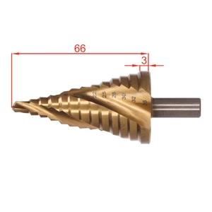 stupňovitý kuželový vrták HSS M35 TiN  6-35, 3 ploché boční úchopy - slide 2