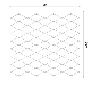 Nerezová lanková sieť, 0,8m x 25m (šxd), oko 60x104 mm, hrúbka lanka 2mm, AISI316 (V nerozloženom stave má sieť 29,8m) - slide 0