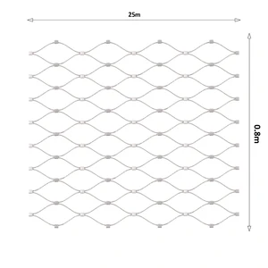 Nerezová lanková sieť, 0,8m x 25m (šxd), oko 60x104 mm, hrúbka lanka 2mm, AISI316 (V nerozloženom stave má sieť 29,8m) - slide 0